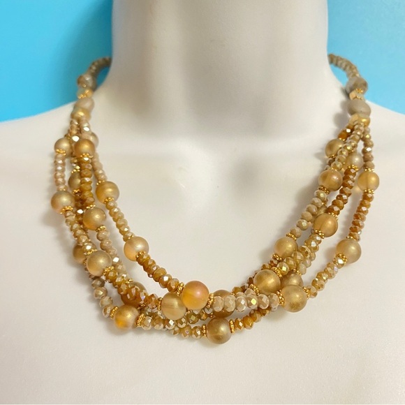 Champagne Glass Beads Necklace and Earrings Set - Picture 4 of 7